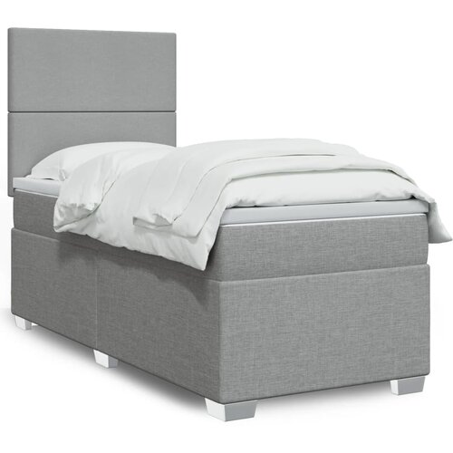  The Living Store Box spring postelja z vzmetnico svetlo siv 100x200 cm blago - Box Spring Postelja, (21515901) Slike