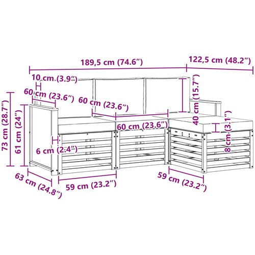  Set vanjskih sofa 4 kom. Prirodna i bež Smeđa Slike