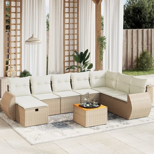 vidaXL 9-dijelni set vrtnih sofa s jastucima bež od poliratana Cijene
