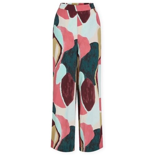 Vila Lahkotne hlače & Harem hlače Lulu Kai Wide Trousers - Holly Berry/Multicolor Večbarvna Cene
