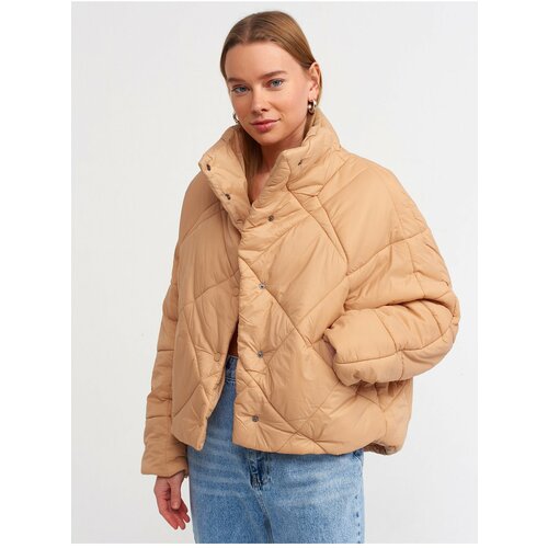Dilvin 60324 Quilted Puffer Coat-camel Slike