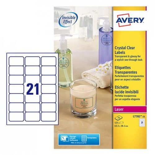 Avery Zweckform Prozorne etikete 63,5 x 38,1 mm Slike