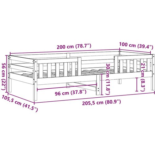  Okvir kreveta bez madraca vo&amp;scaron;tano smeđi 100x200 cm od borovine Slike