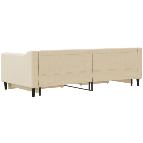  Dnevni krevet na razvlačenje s ladicama krem 90x200 cm tkanina Slike