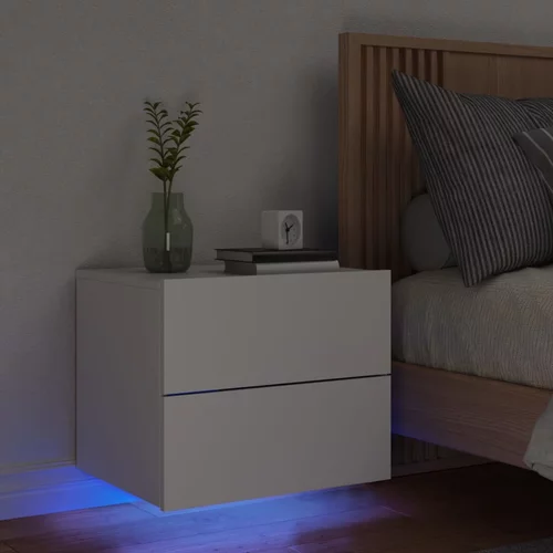 vidaXL Stenska nočna omarica z LED lučkami bela