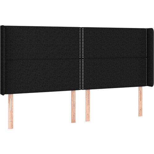  Uzglavlje s u&amp;scaron;ima crni 203x16x118/128 cm od tkanine Slike