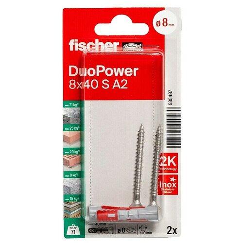 Fischer Duopower Univerzalni zidni vložek (&Oslash; x Do: 8 x 40 mm, 2 kos, Material zidnega vložka: Najlon) Cene
