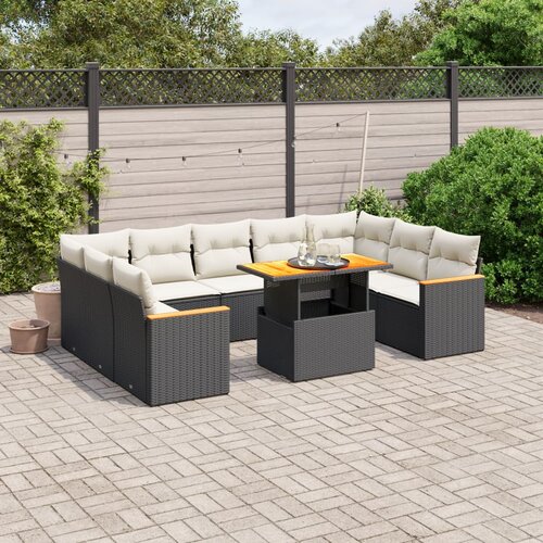 vidaXL 11-dijelni set vrtnih sofa od poliratana s jastucima crni Cijene