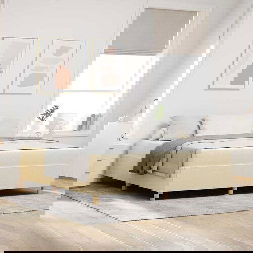 vidaXL Krevet s opruga kutije Crna i smeđa i bijela 180 x 200 cm Cene