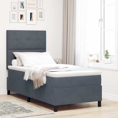 vidaXL Box Spring postelja z vzmetnico temno siva 80x200 cm žamet Cene