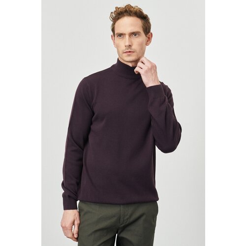 Altinyildiz classics Men's Brown Anti-Pilling Standard Fit Normal Cut Half Turtleneck Knitwear Sweater. Slike