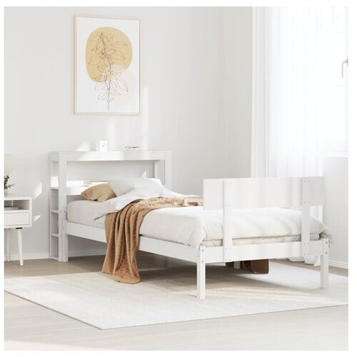 vidaXL Posteljni okvir brez vzmetnice bel 75x190 cm trdna borovina Cene