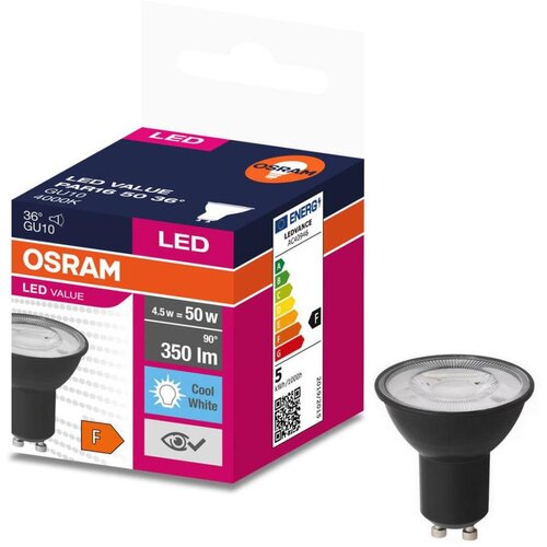  LED sijalica VALUE PAR16 GU10/4,5W/230V 6500K 36&deg; crna - Ledvance Cene