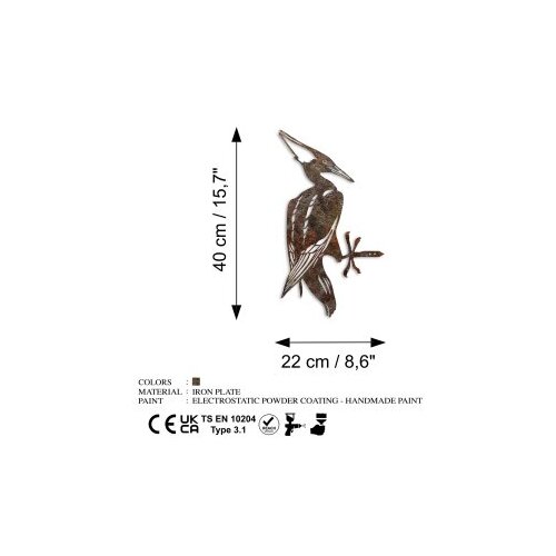 Wallxpert decorative object figura bird on the branch 10 brown Slike