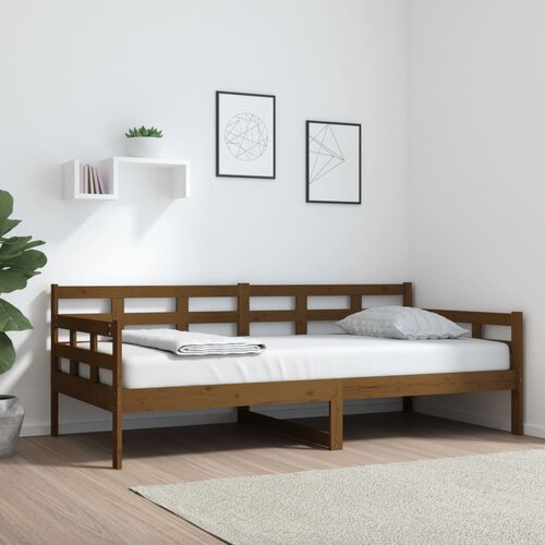VidaXL Dnevna postelja medeno rjava trdna borovina 90x190 cm Slike