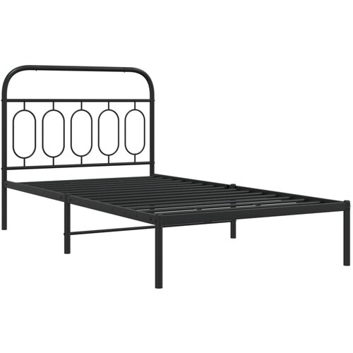 vidaXL Kovinski posteljni okvir z vzglavjem črn 107x203 cm, (21251478) Cene