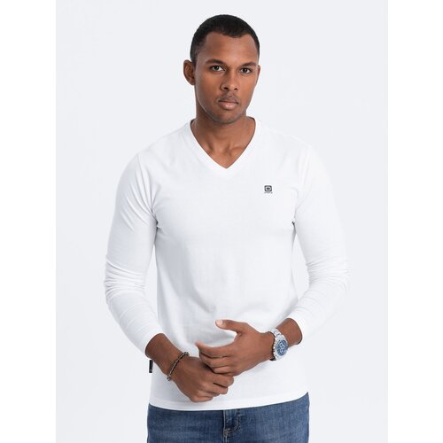 Ombre Men&amp;#039;s V-NECK Longsleeve - white Slike