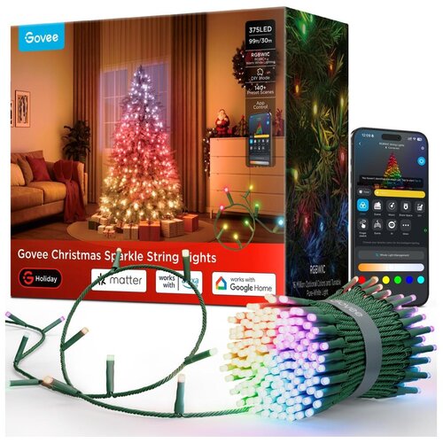 GOVEE LED RGBWIC Spolja&scaron;nji božićni niz 2700-6500K 30m Wi-Fi Matter IP65 Cene