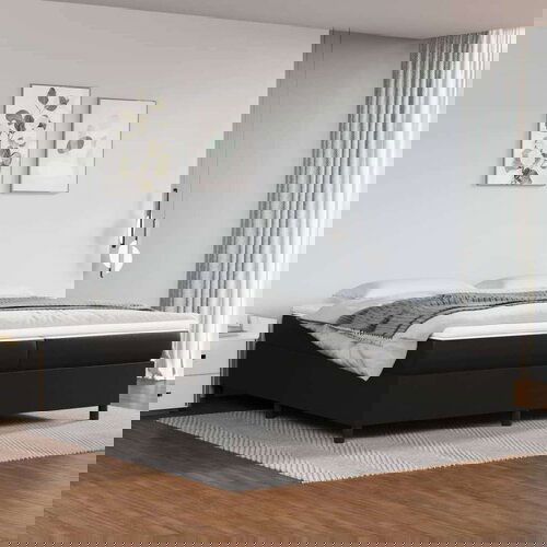  Box spring postelja z vzmetnico črna 200x200 cm umetno usnje, (20726467) Slike