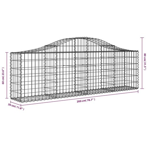  Lučne gabionske ko&amp;scaron;are 6 kom 200x30x60/80 cm pocinčano željezo Slike