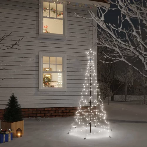 vidaXL Božićno drvce sa šiljkom hladno bijelo s 200 LED žarulja 180 cm