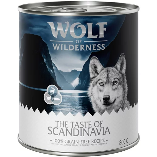 Wolf of Wilderness Varčno pakiranje "The Taste Of" 12 x 800 g - Scandinavia - severni jelen, piščanec, losos