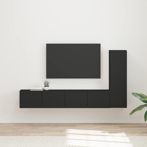  Set TV komoda 3 kom. Crna Konstruirano drvo Slike