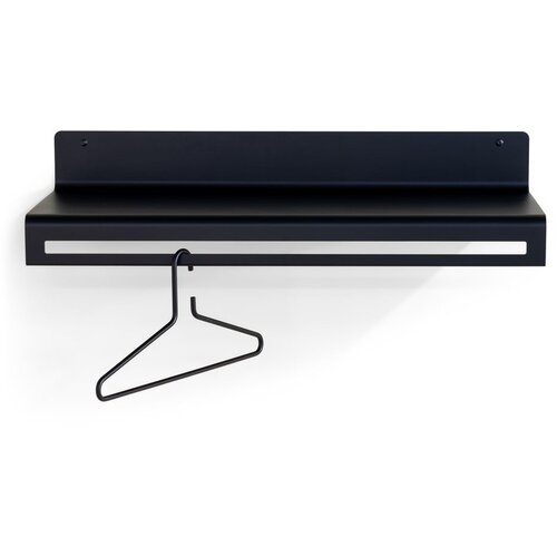 Spinder Design Črn kovinski stenski obe&amp;scaron;alnik s polico Sway &amp;ndash; Slike