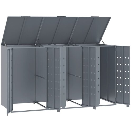  Spremi&amp;scaron;te za 3 kanta za otpad sivo 207x79x117 cm čelično Slike