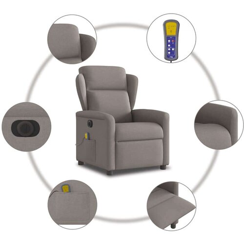 VidaXL Električni masažni naslonjač od tkanine smeđesivi Slike