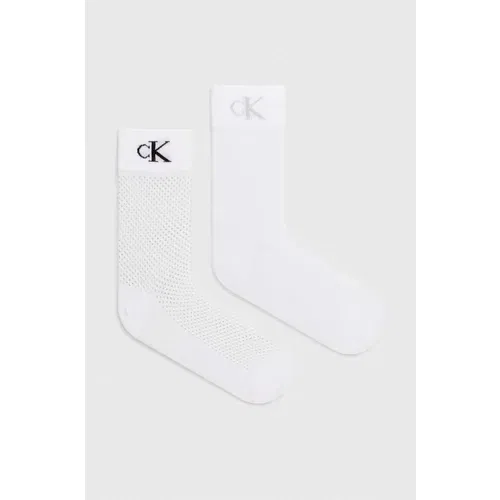 Calvin Klein Jeans Nogavice 2-pack ženski, bela barva