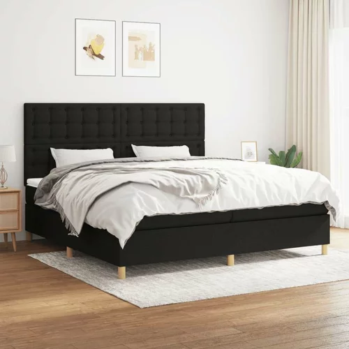  Box spring postelja z vzmetnico črn 200x200 cm blago, (20896319)