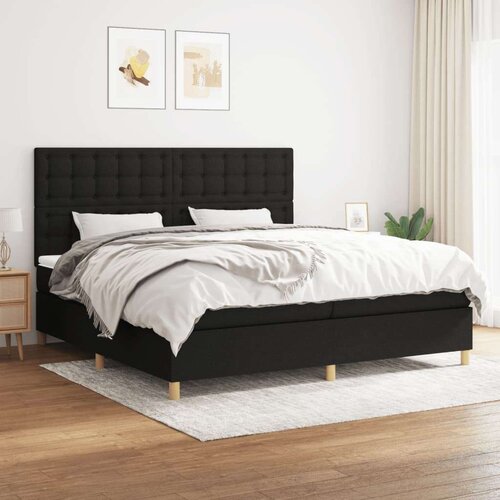  Krevet s oprugama i madracem crni 200x200 cm od tkanine Slike