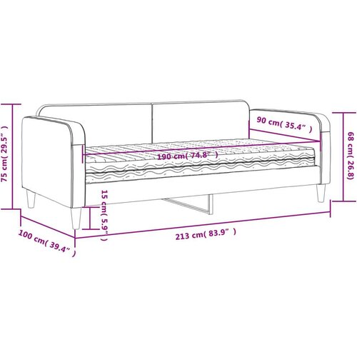 VidaXL Dnevni krevet s madracem tamnosivi 90 x 190 cm od tkanine Slike