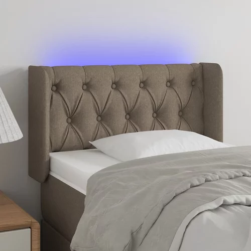 vidaXL LED posteljno vzglavje taupe 83x16x78/88 cm blago
