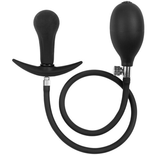 Rimba Latex Play Inflatable Anal Plug with Pump Black Cene