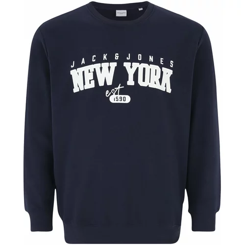 Jack & Jones Plus Sweater majica 'CORY' mornarsko plava / bijela