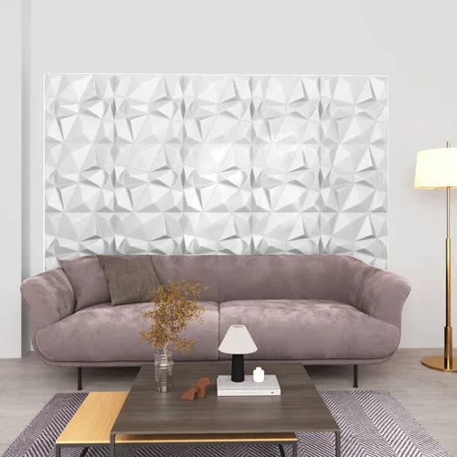 vidaXL 3D zidni paneli 48 kom 50 x 50 cm dijamantno bijeli 12 m²