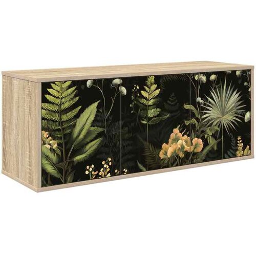 vidaXL TV ormar za montažu na zid RHENEN 102 x 33 x 40 cm Hrast sonoma - Hrast sonoma Tropski uzorak džungle Cene