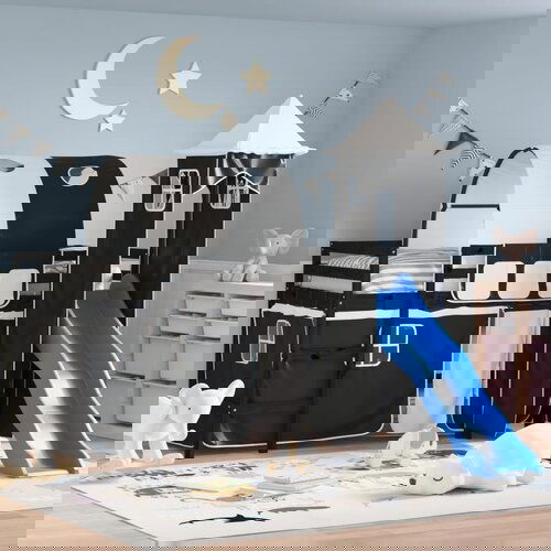 vidaXL Dječji krevet na kat s tornjem crno-bijeli 80 x 200 cm borovina Cijene