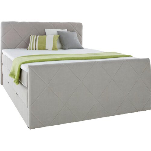 XORA postelja boxspring 140 cm x 200 cm , tekstil siva Cene