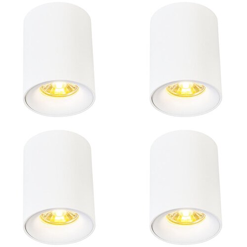 QAZQA Komplet 4 modernih nadgradnih reflektorjev belih GU10 50mm - Ronda Cene