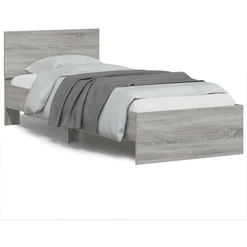 vidaXL Posteljni okvir z vzglavjem in LED siva sonoma 90x190 cm Cene