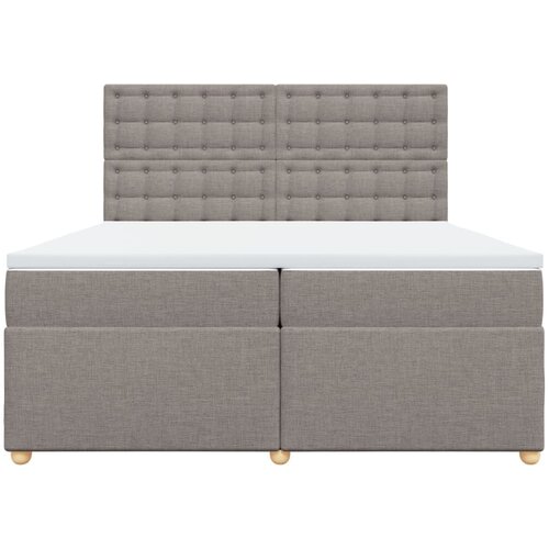  Boxspring - Krevet s oprugama i madracem smeđesivi 200x200 cm od tkanine - Sivo-smeđa 200 x 200 cm gumbi Slike