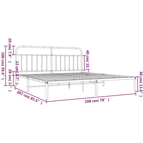 vidaXL Metalni okvir za krevet s uzglavljem bijeli 193x203 cm Cene