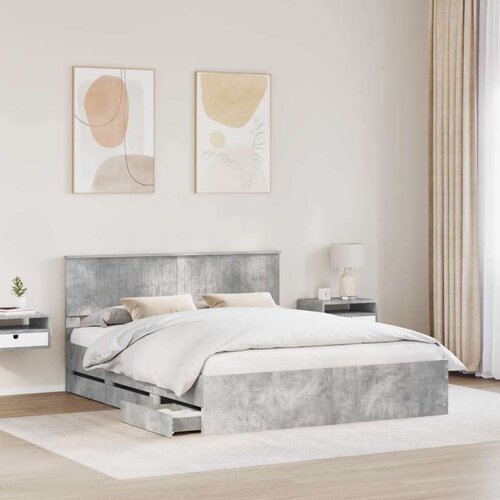  Okvir za krevet s ladicama Betonski sivi 160 x 200 cm - Beton siva 160 x 200 cm Slike