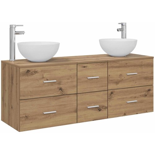  Set ormarića za kupaonicu 3 kom. Hrast artisan Smeđa 49,5 x 41 x 64,5 cm Slike