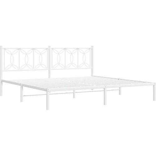  Metalni okvir za krevet s uzglavljem bijeli 193x203 cm Slike