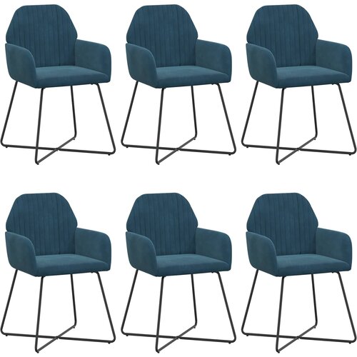 vidaXL Jedilni stoli 6 pcs Žamet Modra 55 x 50 x 84 cm, (5000296924) Cene