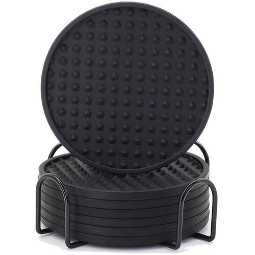 INF Set 6 silikonskih podstavkov za kavo z držalom Black, (21539177) Cene